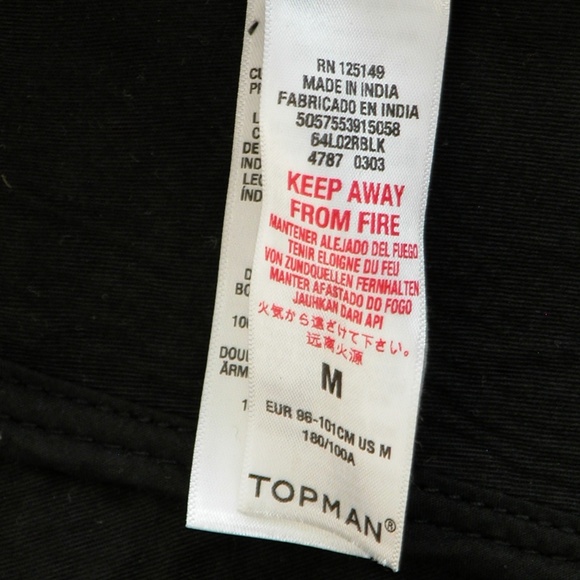 TOPMAN Men’s Leather Biker Jacket with Leopard Collar Mens M Motorcycle - Picture 7 of 10